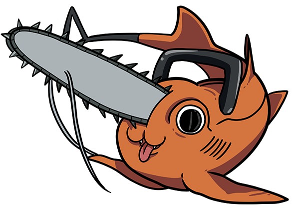 Caricaturas de la nueva especie fósil en el estilo del personaje Pochita de la serie Chainsaw man. Créditos: Cotty Charuri